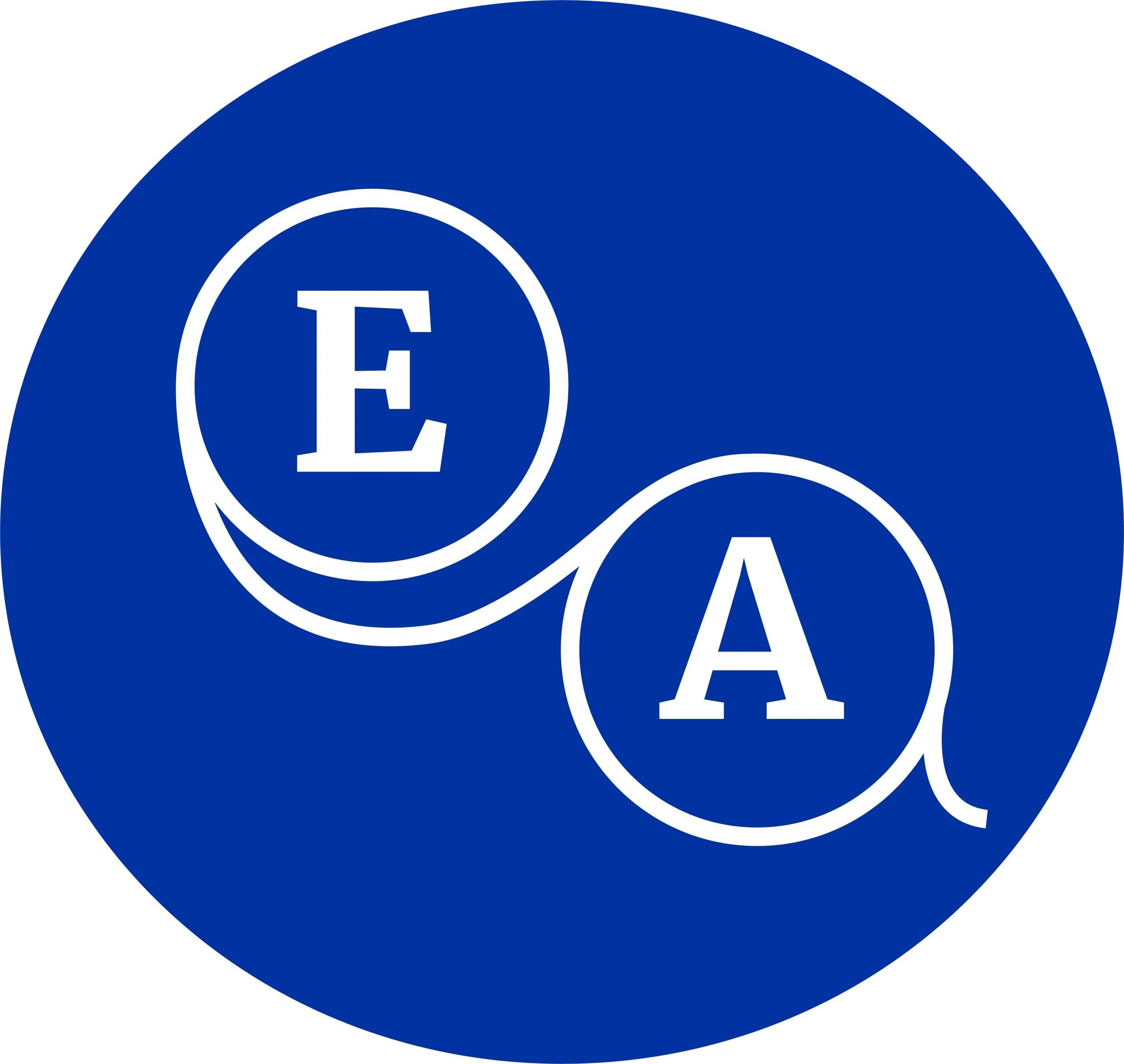 BE-EA logo in white with blue circle